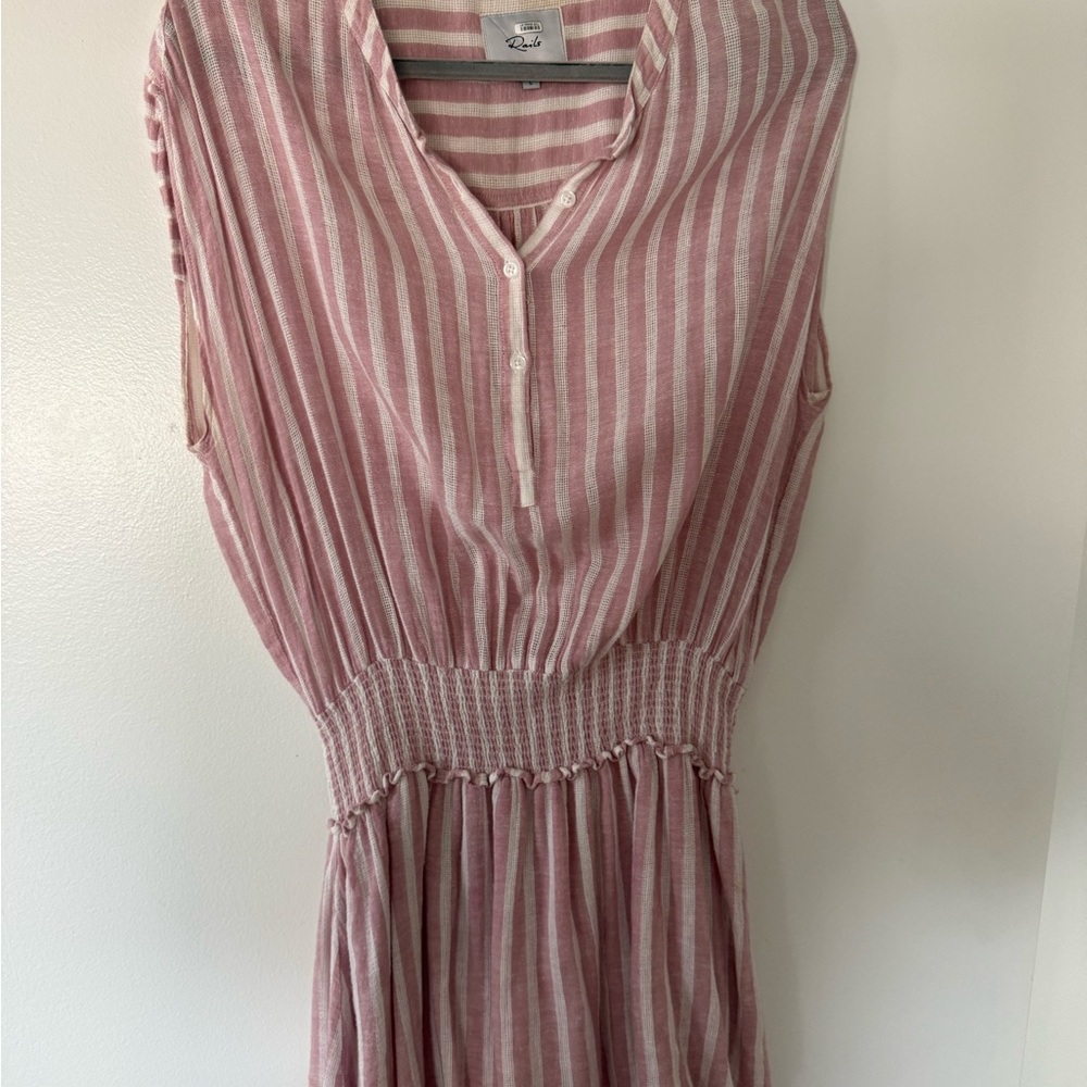 Rails Pink and White Striped Midi Dress